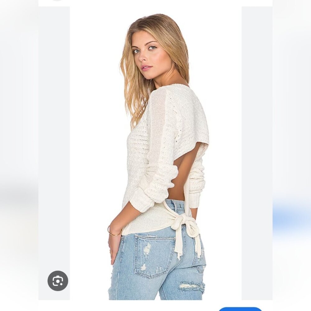 FREE PEOPLE | Bow back sweater cream cotton sz XS